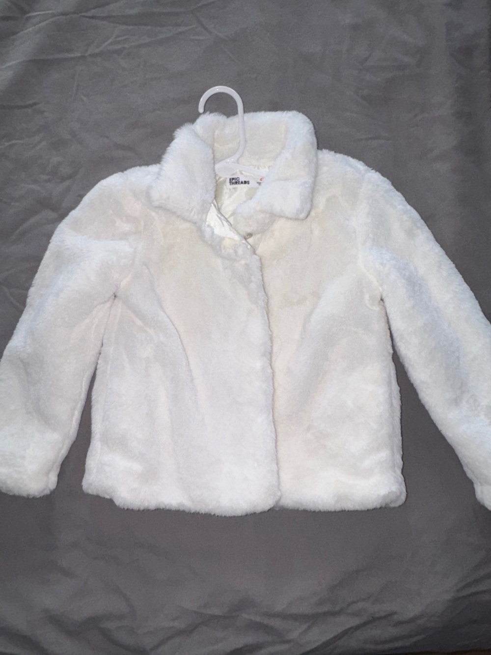 White Faux-Fur Toddler Jacket - 4T